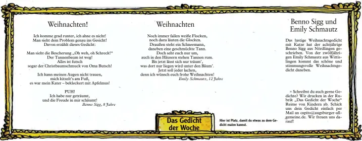  ??  ?? Hier ist Platz, damit du etwas zu dem Gedicht malen kannst.