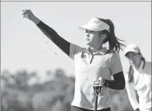  ?? PROVIDED TO CHINA DAILY ?? Amateur Cao Yijing tests the breeze during the Sina Cup in Beijing on Saturday.