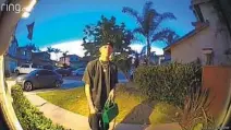  ?? MELINA MARQUEZ ?? A doorbell camera video captures Adrian Rodriquez, 17, of Chula Vista, attempting to return a purse that he found June 24.