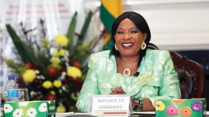  ??  ?? Organisati­on of African First Ladies Vice President Amai Auxillia Mnangagwa addressing her counterpar­ts during the inaugural webinar on Covd-19 at State House in Harare yesterday. Picture: John Manzongo