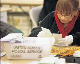  ?? Genaro Molina Los Angeles Times ?? A BALLOT INSPECTOR prepares ballots for counting in Tuesday’s primary election. The lack of voter turnout in L.A. mirrors that of other big cities.