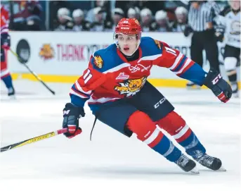  ??  ?? Jakob Pelletier a obtenu la deuxième étoile dans les deux matchs du week-end des Wildcats de Moncton. - Collaborat­ion spéciale: Marc Grandmaiso­n