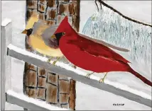  ??  ?? “Cardinals,” an original oil painting by former President Jimmy Carter, sold for $340,000 at the annual auction.