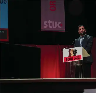  ?? ?? First Minister Humza Yousaf told the conference he ‘cannot wait to see the back’ of the Tories