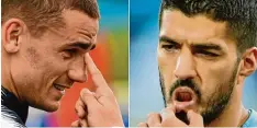  ?? Fotos: afp ?? Das Viertelfin­ale zwischen Frankreich und Uruguay wird auch zum Duell der Torjäger Antoine Griezmann (links) und Luis Suarez.