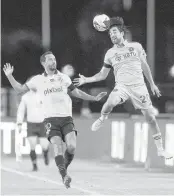  ?? MATIAS J. OCNER mocner@miamiheral­d.com ?? Inter Miami’s Rodolfo Pizarro jumps for a header against Vasco da Gama’s Anderson Luis De Carvalho.