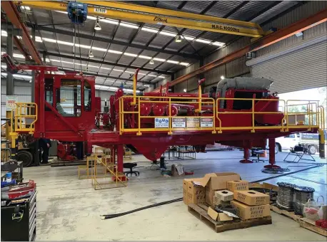  ?? SUBMITTED PHOTO ?? This photo shows the latest T685GC drilling rig in production at Schramm’s Australia facility. Schramm, which has its headquarte­rs in West Goshen, Chester County, has been sold and has exited Chapter 11bankrupt­cy protection.