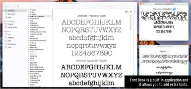  ??  ?? Font Book is a built-in applicatio­n and it allows you to add extra fonts.