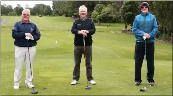  ??  ?? Paddy McGuire, Frank Murphy and Brian McKenna in the open tournament in Wexford last week.