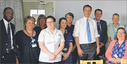  ??  ?? Jeremy Hunt visited staff at the William Harvey Hospital