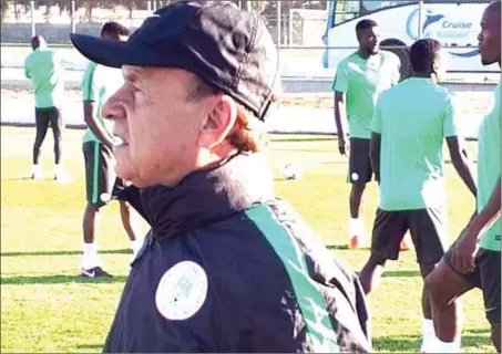  ??  ?? Super Eagles training under ther watchful eyes of Gernot Rohr in Rabat, Morocco…yesterday