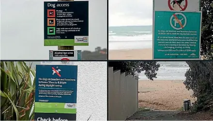  ?? ZIZI SPARKS/STUFF ?? The three different signs are visible along Takapuna Beach, with one access point having no sign at all.
