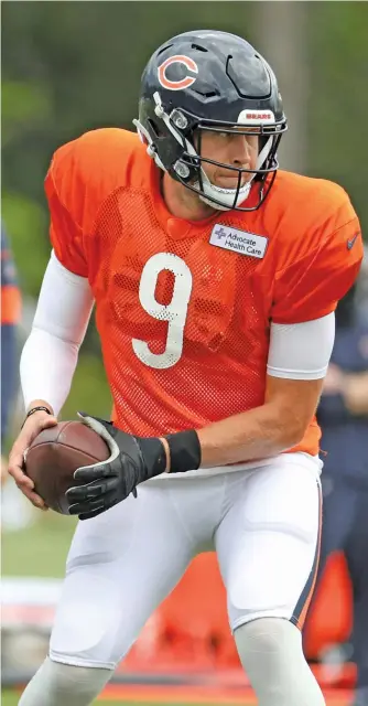  ??  ?? Sun-Times expert Jason Lieser says Nick Foles (left) should have the edge over Mitch Trubisky because he has shown he can come up big in big games more than once in his career. BRIAN CASSELLA/AP