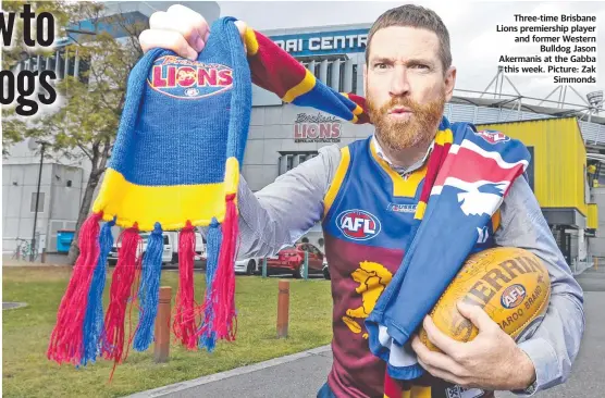  ??  ?? Three-time Brisbane Lions premiershi­p player and former Western Bulldog Jason Akermanis at the Gabba this week. Picture: Zak Simmonds