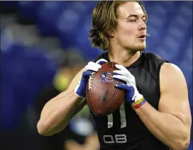  ?? AP 2022 ?? The Falcons interviewe­d top quarterbac­ks at the combine, including Pittsburgh’s Kenny Pickett (above). Other top options include Ole Miss’ Matt Corral, Liberty’s Malik Willis, North Carolina’s Sam Howell and Cincinnati’s Desmond Ridder.