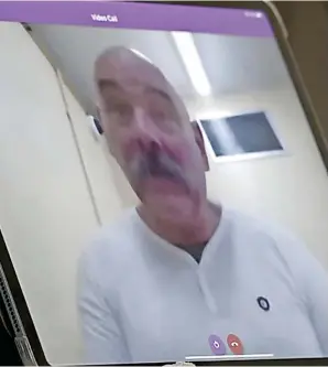  ?? MATTHEW BURLING ?? Charles Bronson during a video call to his son George Bamby from prison which was shown on the Channel 4 documentar­y Bronson: Fit to be Free?