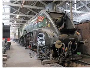  ?? JOHN SAGAR ?? Main line stalwart No. 60009 Union of South Africa is undergoing repairs by Riley & Son (E) Ltd staff inside the ELR building.