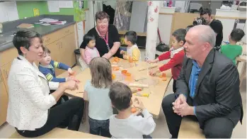  ?? ADAM FOSTER/FILES ?? B.C. NDP Leader John Horgan, right, and Vancouver Mount Pleasant MLA Melanie Mark, will be campaignin­g hard on $10-a-day daycare — an idea proving popular with voters, according to a new poll.