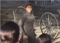  ?? WGN America via AP ?? n Aisha Hinds portrays Harriet Tubman in a scene from “Undergroun­d.”