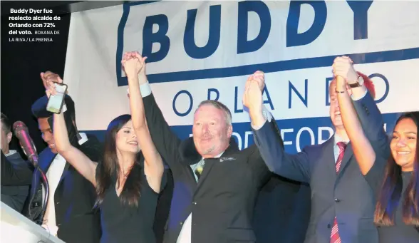  ?? ROXANA DE LA RIVA / LA PRENSA ?? Buddy Dyer fue reelecto alcalde de Orlando con 72% del voto.