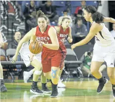  ?? BOB TYMCZYSZYN/ STANDARD STAFF ?? The Brock University women’s basketball team dropped a 60- 41 decision to the visiting Carleton Ravens at the Meridian Centre in St. Catharines. Brock’s Courtney Mcpherson ( 22) takes the ball down the court after a rebound.