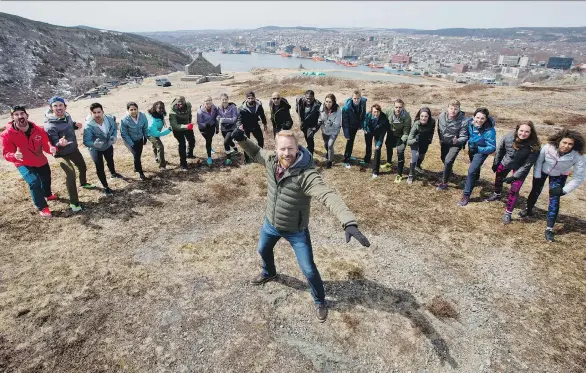  ??  ?? The cast of Amazing Race Canada with host Jon Montgomery get set for season 5 of the top-rated show. “This season,” he says, “nobody’s pulling any punches and they’re playing to win.”