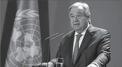  ?? NEW YORK
-REUTERS ?? United Nations Secretary-General Antonio Guterres says he cannot take any action on the US’ claim that all UN sanctions on Iran had been reimposed due to uncertaint­y regarding the issue.