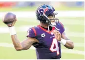  ?? MANDATO/GETTY CARMEN ?? Watson is reportedly disgruntle­d in Houston and might have played his last snap as the Texans quarterbac­k.