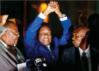  ??  ?? REWIND TO NOVEMBER 2017 . . . A triumphant Emmerson Mnangagwa greets ZANU-PF supporters on his return from self-imposed exile to take up the levers of power as ZANU-PF President and First Secretary