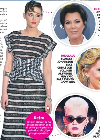  ??  ?? EN CAPAS KRIS JENNER HIZO FAMOSO ESTE VARONIL ESTILO EN CAPAS. LO USA LEVANTADO O DESPEINADO. ROCKERO KATY PERRY SE HA ADUEÑADO DE ESTA VERSIÓN PIXIE EN RUBIO PLATINADO.