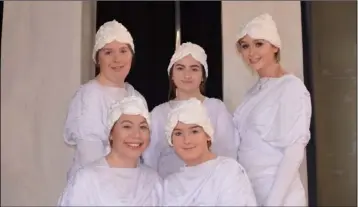  ??  ?? Greek statues played by Grace Behan, Kerri Callan, Kerry Mc Kenna, Nikita Neary and Lauren Reid.