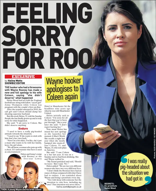  ??  ?? THEN: A young Wayne and his bride Coleen REGRETS: Ex-prostitute Helen Wood