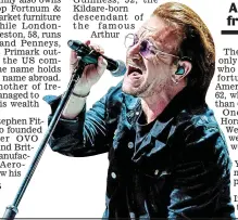  ?? ?? Record: Bono’s U2 top music rich list