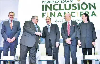  ?? CORTESÍA ?? EL TITULAR de la SHCP, José Antonio Meade, presentó la Primera Cátedra de Inclusión Financiera Agustín Carstens