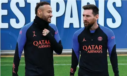  ?? ?? Lionel Messi and Neymar have departed for the US and Saudi Arabia respective­ly this summer. Photograph: Aurélien Meunier/PSG/Getty Images
