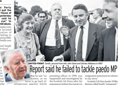  ??  ?? UNITED FRONT Smith, second from left, with Steel and Shirley Williams in 1987