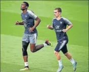  ?? AFP ?? France coach Didier Deschamps will want Paul Pogba (left) and Antoine Greizmann to be on top of their game from here on.