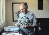  ?? JIM WILSON NEW YORK TIMES ?? TOP: A marijuana/cannabis leaf.ABOVE: William Horne, a Vietnam War veteran, with the cannabis he uses to treat a series of ailments in Santa Cruz, Calif.