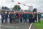  ??  ?? Below: Walsh with such luminaries as Attwood, Brawn, Turner, Bell and Hill. Bottom: wide-ranging group sets off on the historic Sussex track