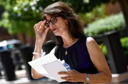  ?? OLIVIER DOULIERY/AFP VIA GETTY IMAGES ?? Diane Foley, the mother of US journalist James Foley, who was slain by Islamic State militants, spoke to reporters following the sentencing of El Shafee Elsheikh, in Alexandria, Va., on Aug. 19, 2022.