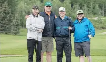  ??  ?? Pictured, from left, at the annual Business Fore Calgary Kids golf tournament are platinum sponsor Red Dog Systems’ team Russ Howden, Peter Aldrich, Dave Howden and Joey Greco.