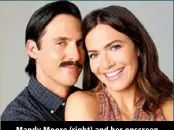  ?? ?? Mandy Moore (right) and her onscreen hubby Milo Ventimigli­a from This Is Us.