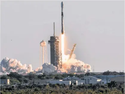  ?? CRAIG BAILEY • FLORIDA TODAY ?? A SpaceX Falcon 9 rocket lifts off from Kennedy Space Center on Jan. 20. The rocket was carrying the 17th batch of Starlink satellites.