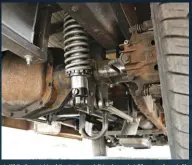  ??  ??  While the outside of the truck was left to show what 20 years of ranch life and 30 years of sitting in a field will do to a truck, the chassis got a few highdollar upgrades like the coilover adjustable QA1 rear shocks and full 4-link rear suspension.