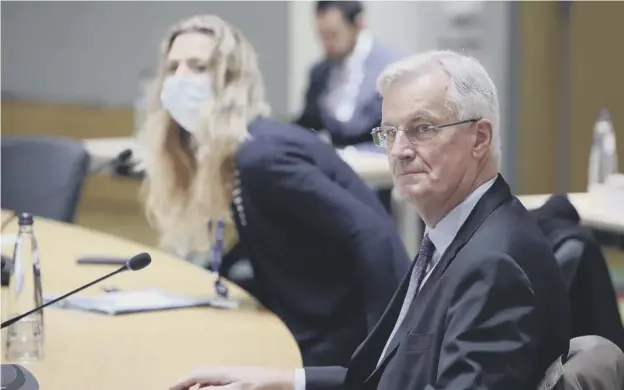  ??  ?? 0 The European Commission’s Head of Task Force for Relations with the United Kingdom, Michel Barnier, arrives for a meeting of ambassador­s in Brussels