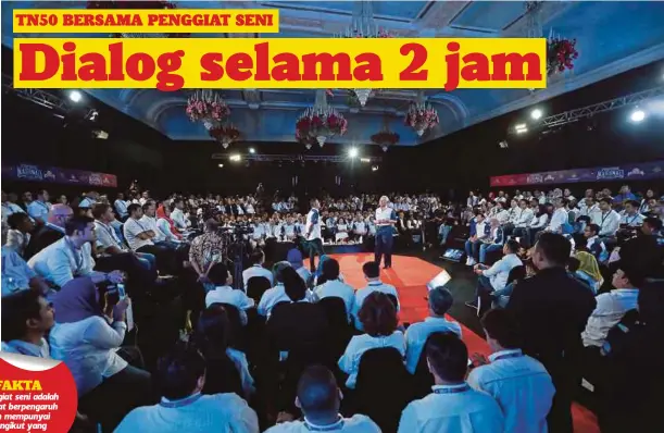  ??  ?? NAJIB bercakap ketika Program Dialog TN50 bersama penggiat seni di Seri Perdana, malam tadi.