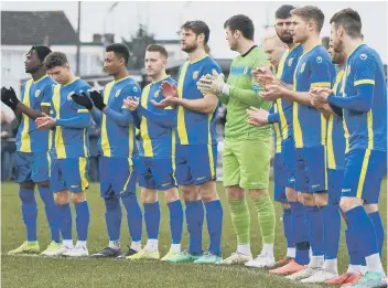  ?? PHOTO:JAMES RICHARDSON ?? Peterborou­gh Sports players delivered a minute’s applause in memory of local referee Glenn Adams before their win over St Ives.