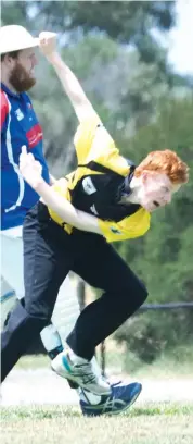  ??  ?? Jack Braddick bowls for Jindivick in a low scoring match against Bunyip in division three.