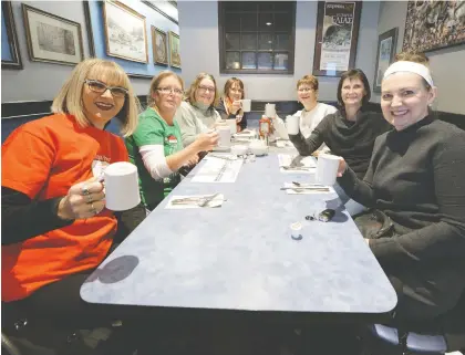  ?? MICHAEL BELL FILES ?? Irene Seiberling, left, and friends are shown during Coffee Day at Nicky’s Cafe in 2016. Coffee Day, an annual fundraiser for the Leader-post Christmas Cheer Fund, is set for Saturday from 8 a.m. to noon.