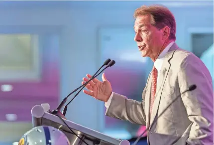  ?? VASHA HUNT/USA TODAY SPORTS ?? Alabama’s Nick Saban talked “truth” about the NCAA transfer portal at the SEC Media Days, 2C